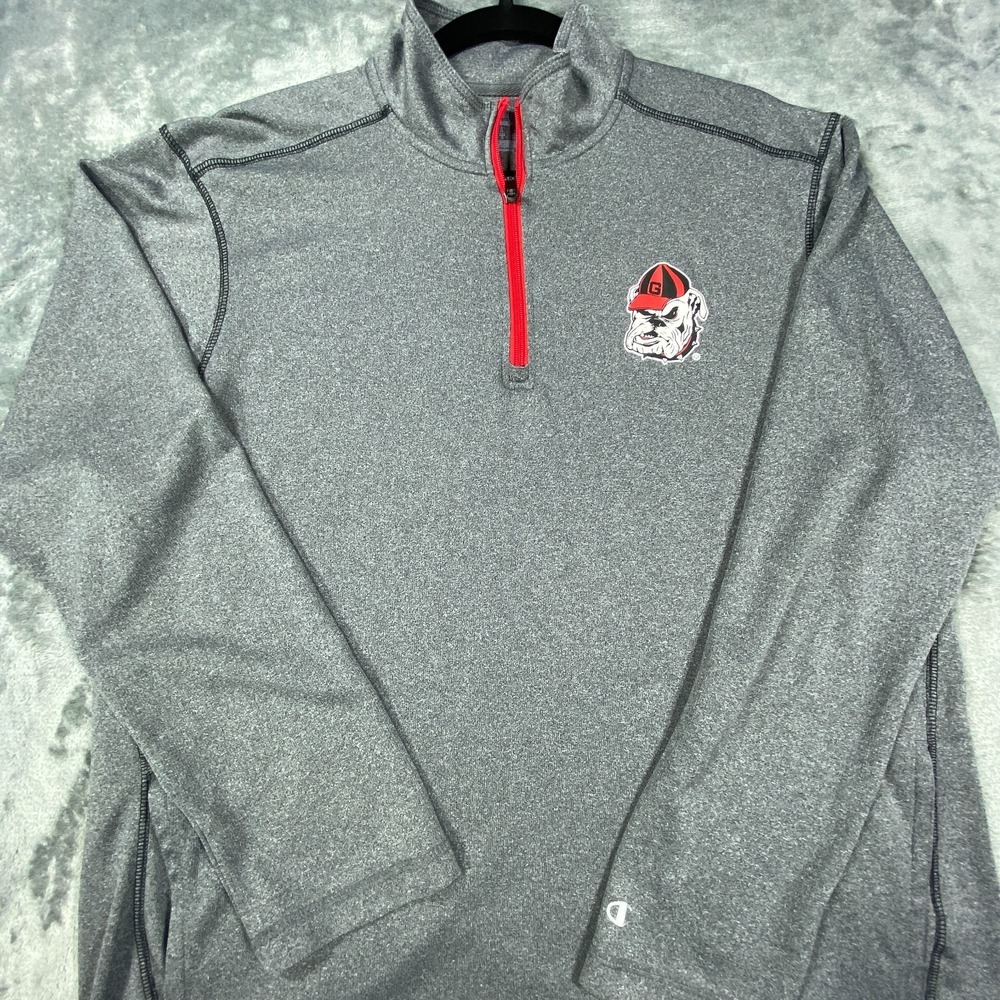 Georgia Bulldogs Jacket Quarter Zip Champion Mens Large Athletic‎ Alternate Logo